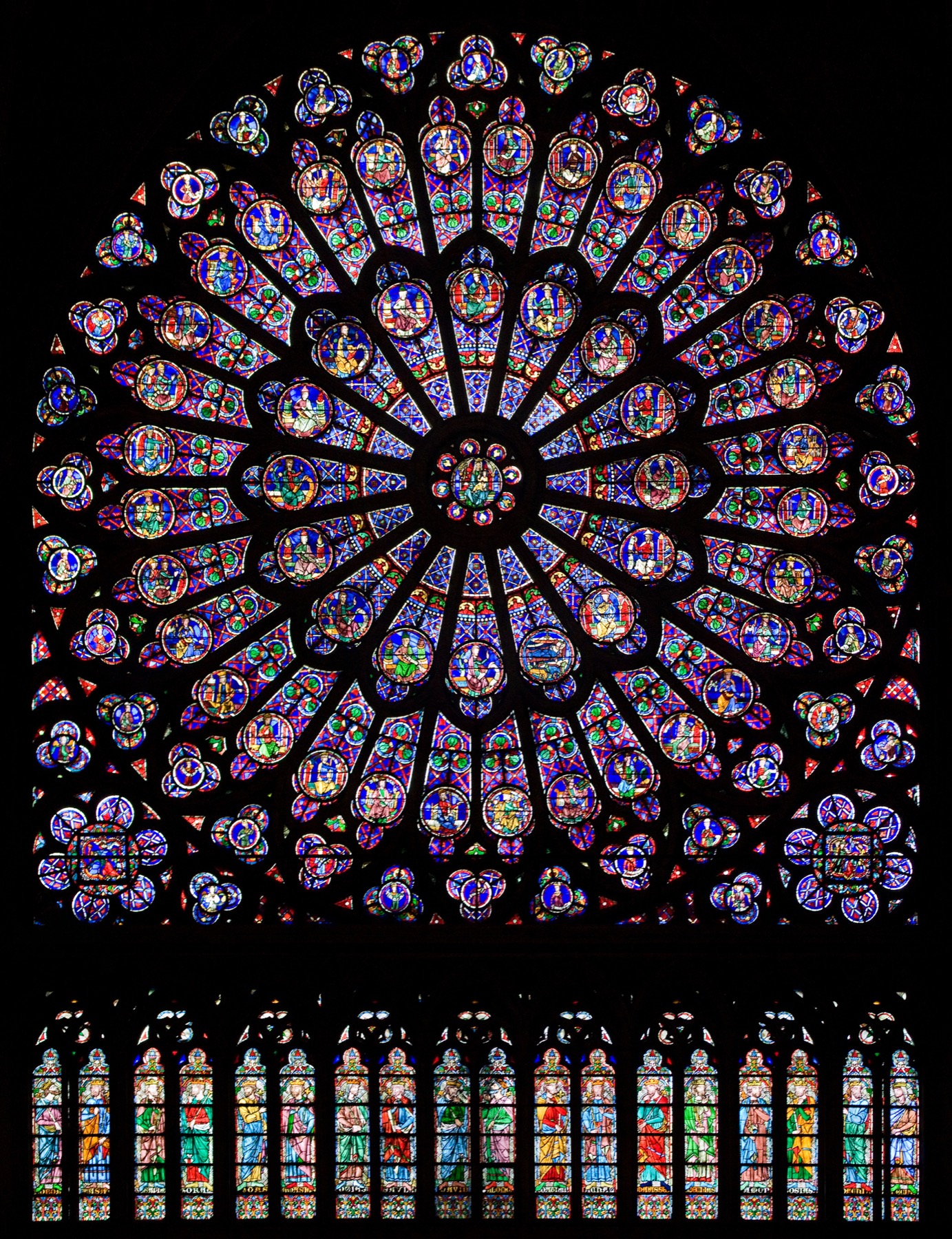 The north rose window of Notre-Dame Cathedral in Paris.