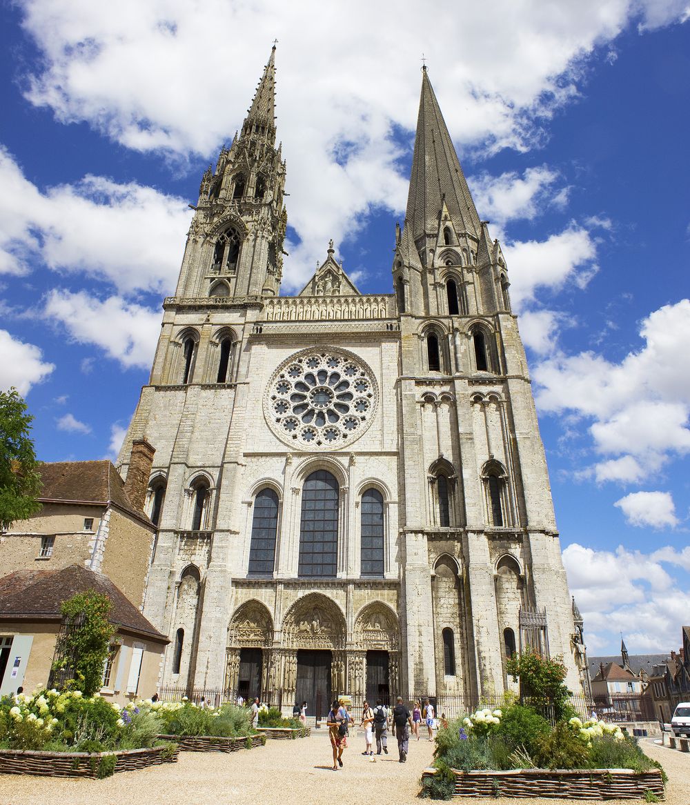 Chartres Cathedral rising above the town in northern France.