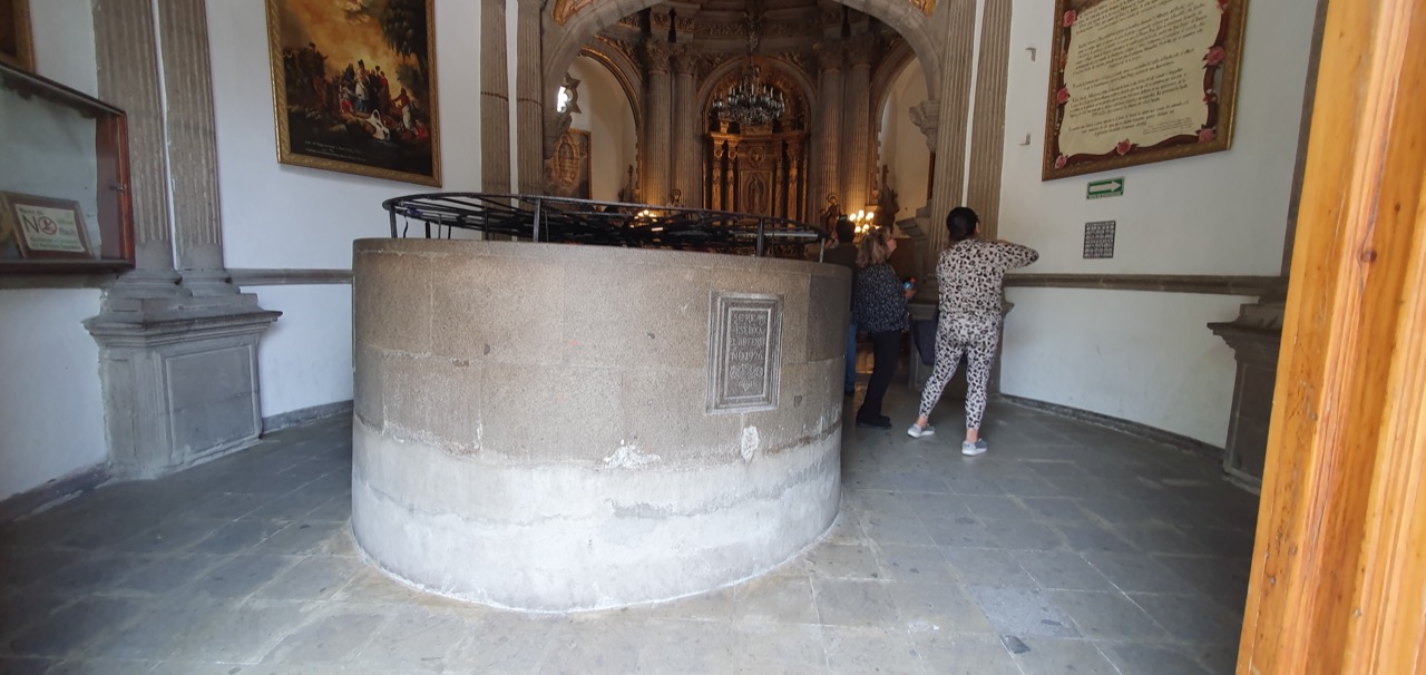 The circular baroque Capilla del Pocito at the Guadalupe sanctuary.
