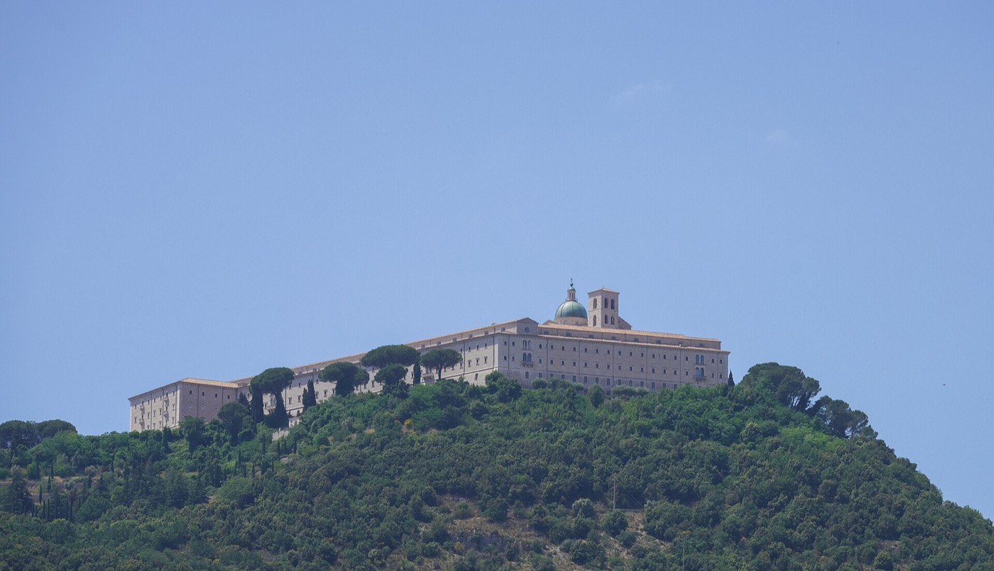 The rebuilt Abbey of Monte Cassino on its mountain