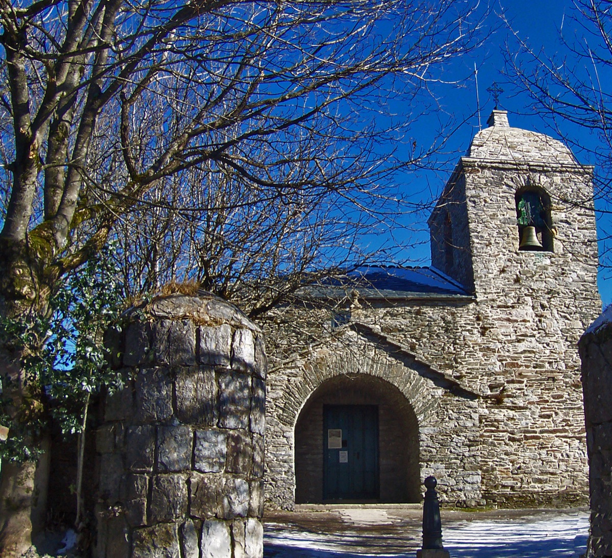 The stone church of Santa Maria a Real do Cebreiro in Galicia.