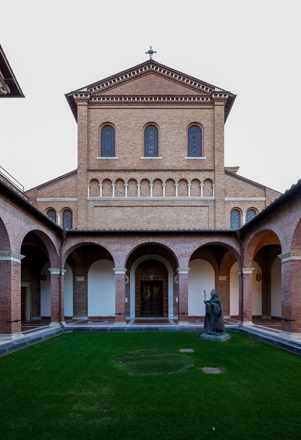 The brick atrium and church facade of Sant'Anselmo all'Aventino