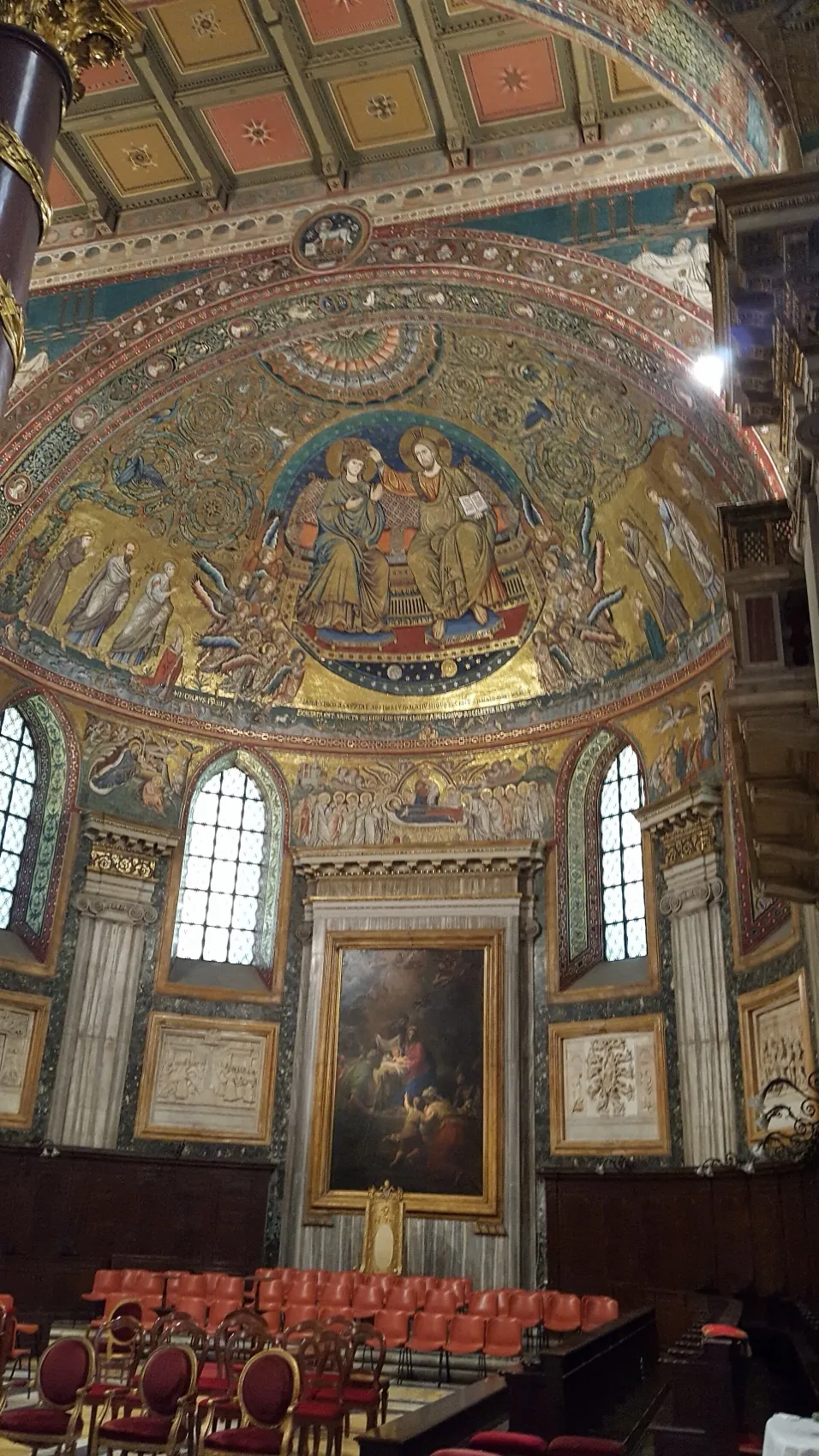 The apse mosaic of the Coronation of the Virgin by Jacopo Torriti in Santa Maria Maggiore
