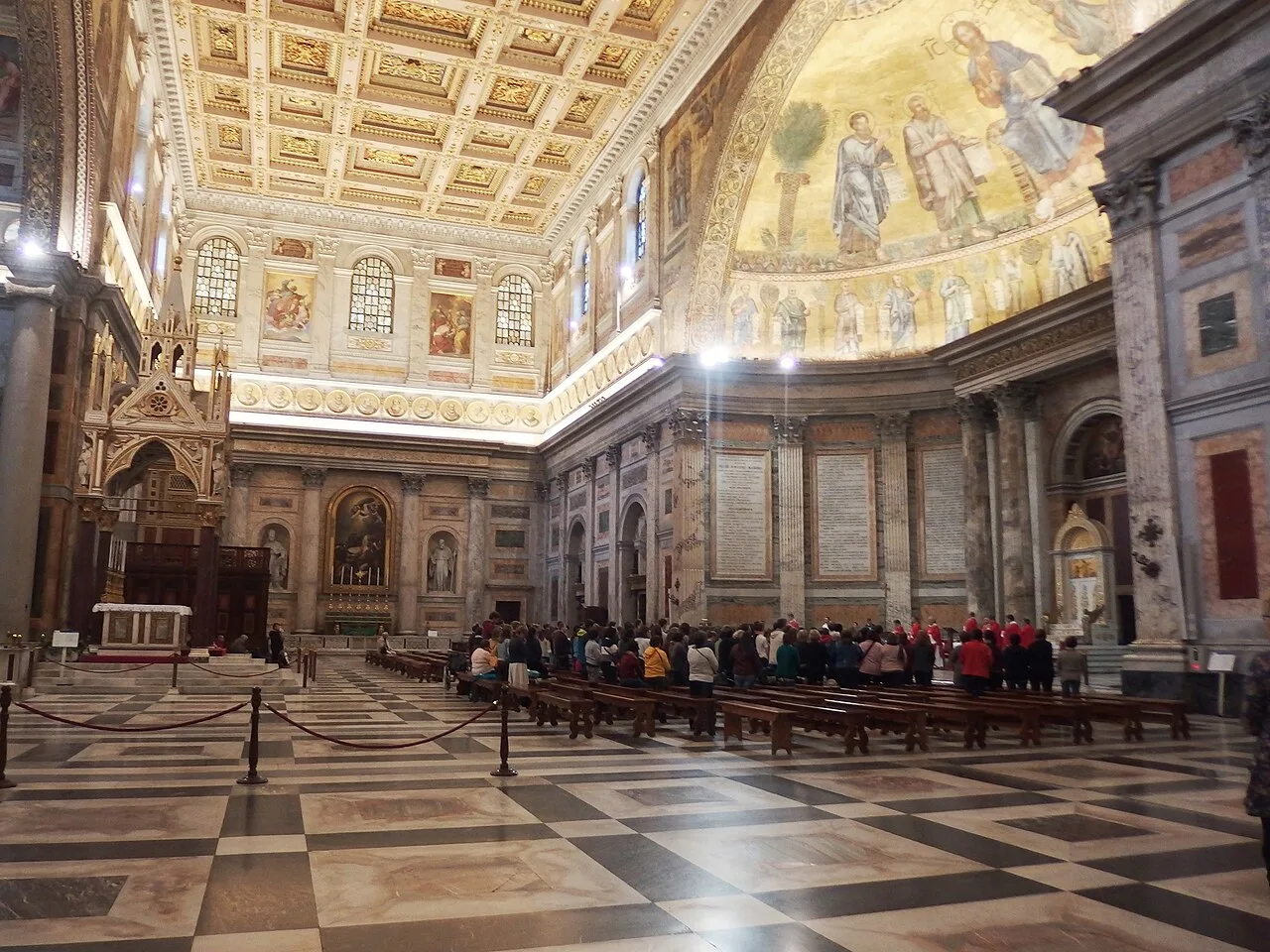 The papal altar and confessio above the tomb traditionally venerated as the tomb of St. Paul at St. Paul Outside the Walls