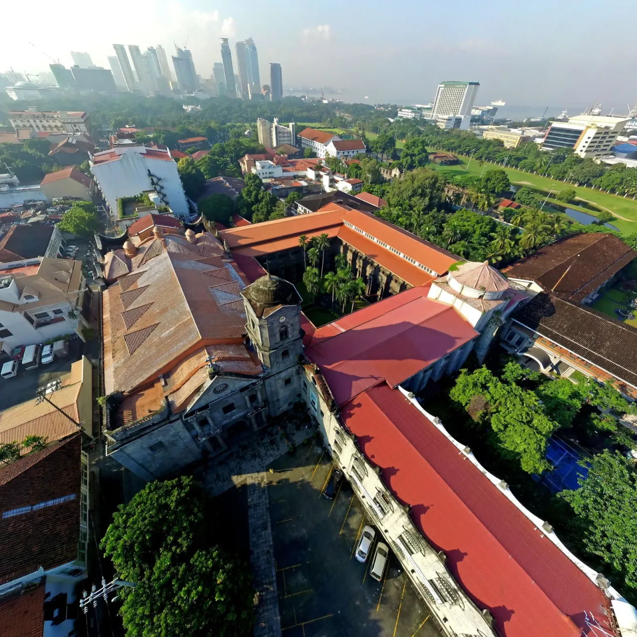 Aerial view of the San Agustin Church and monastery complex within Intramuros.