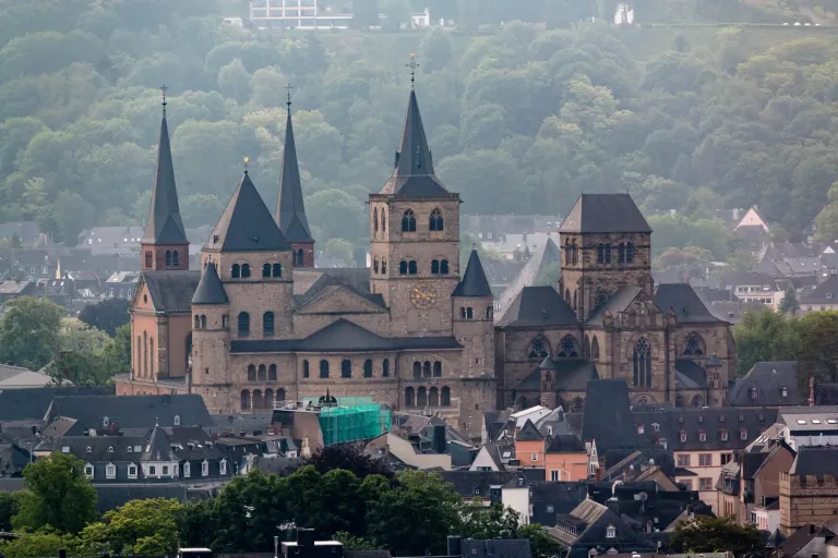 Trier Cathedral and the Church of Our Lady above the roofs of the city.