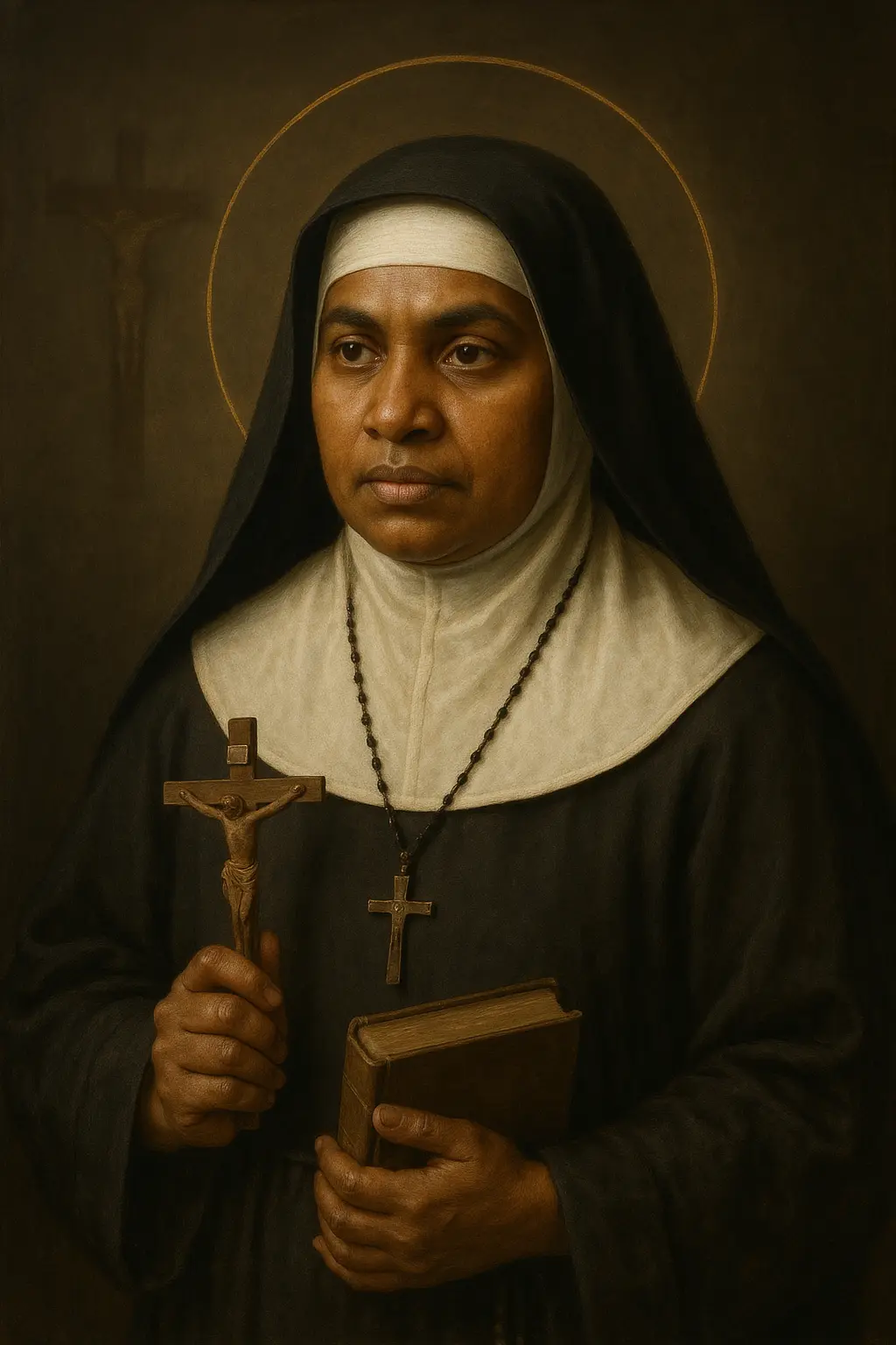 Saint Alphonsa Muttathupadathu depicted as an Indian Franciscan Clarist sister with a calm expression