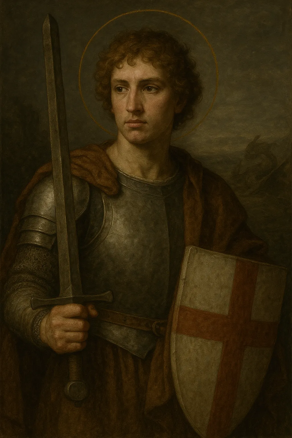 Saint George in armor with a lance.